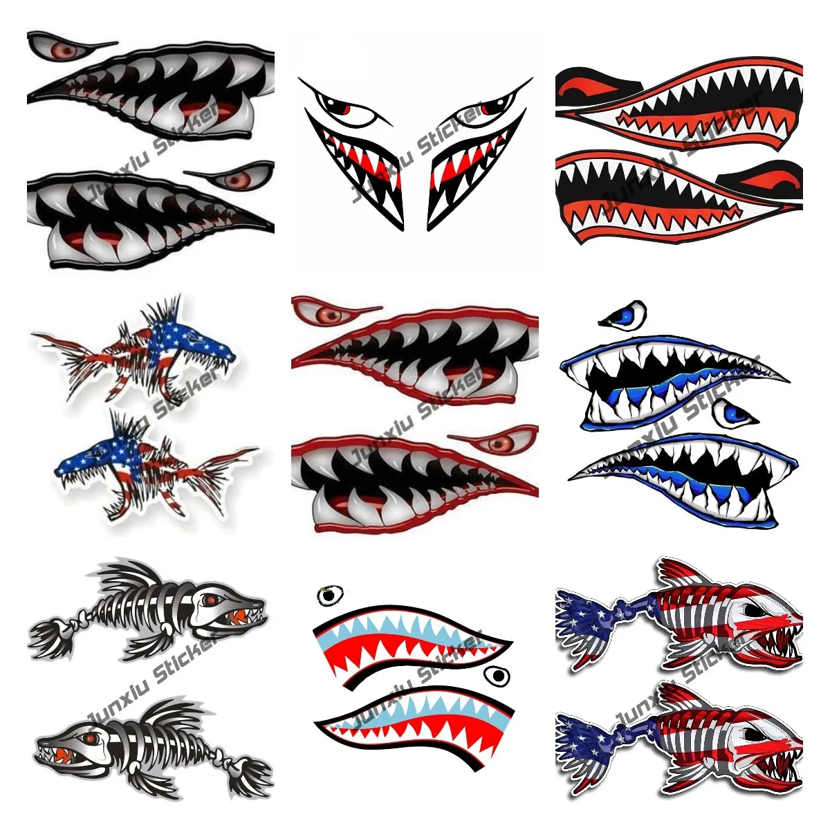 Fishing Kayak Sit On Top - Wall Art Warhawk Shark Tiger Sticker