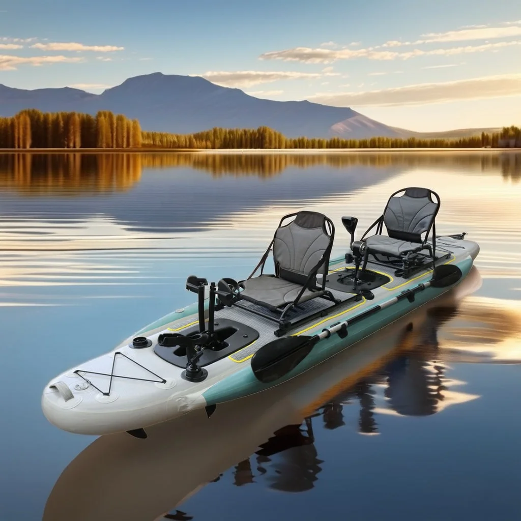 Fishing Kayak Seat - 14ft Inflatable Fishing Canoe Boat Double-seat